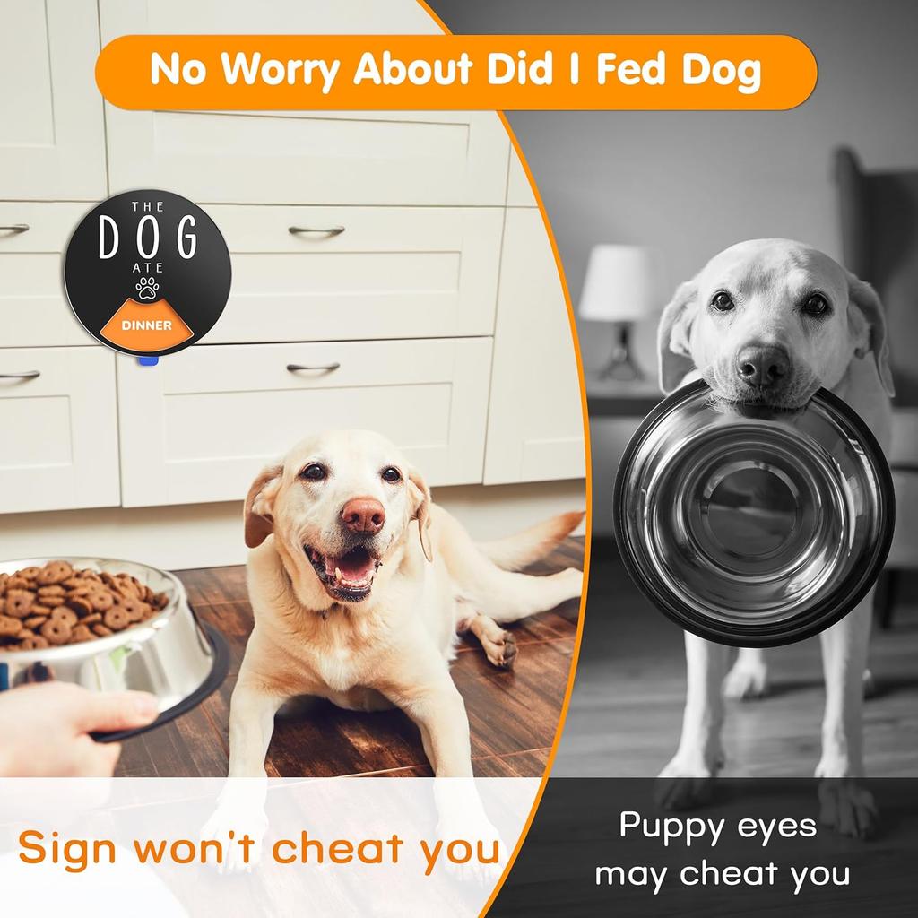 Dog Fed Sign - Dog Feeding Status Spinner with 3 Meals Marked, Did You Feed The Pet Tracker, Pet Feeding Reminder with Double Sided Tape for Fridge,