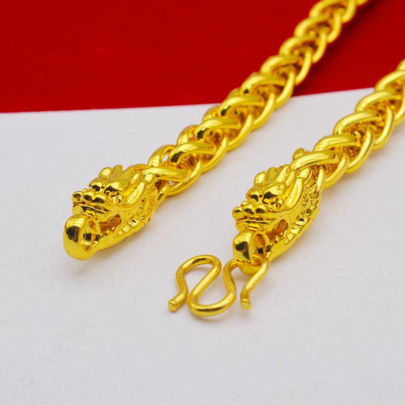 Мужская властная золотая цепочка с имитацией золота 7N Bold Double Faucet Keel Chain Chain, позолоченная большая змеиная костяная цепь