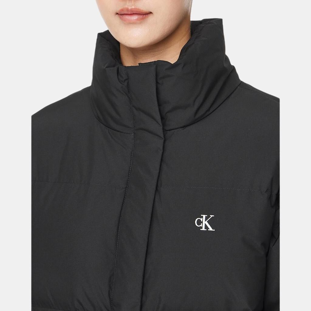 Calvin Klein Минималистичная Удобная Универсальная Короткая Куртка Пуховик в Корейском Стиле с Коротким Воротником-стойкой Женская Куртка Черная J224676BEH