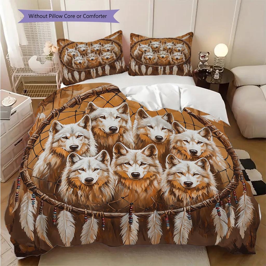 Wolf Pattern Bedding Quilt Set Quilt Cover Pillowcase Home Decoration Birthday Gift (1 * duvet cover + 2 * pillowcase, without core)