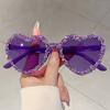 Fashion Brand Crystal Shiny Shades Women Stylish Heart Decor Trends Sunglasses Oversize Candy Color Beach Sun Glasses
