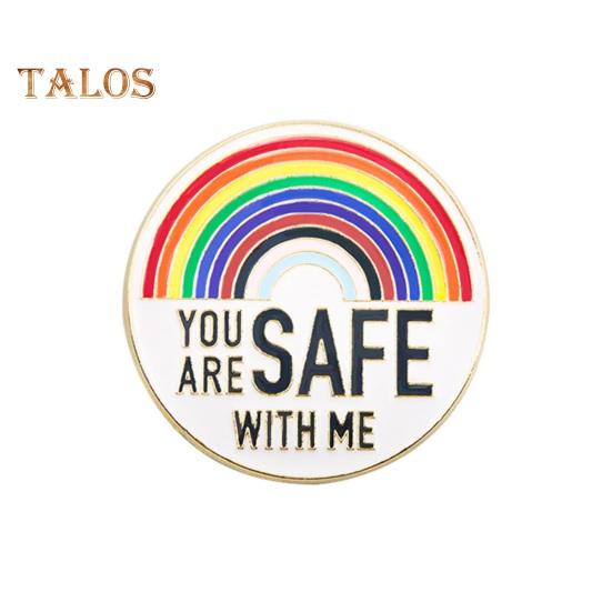 Значок You Are Safe with Me, значок на лацкан с радужной эмалью и вдохновляющей цитатой, брошь Color Block для одежды, сумок, рюкзаков, курток, шляп