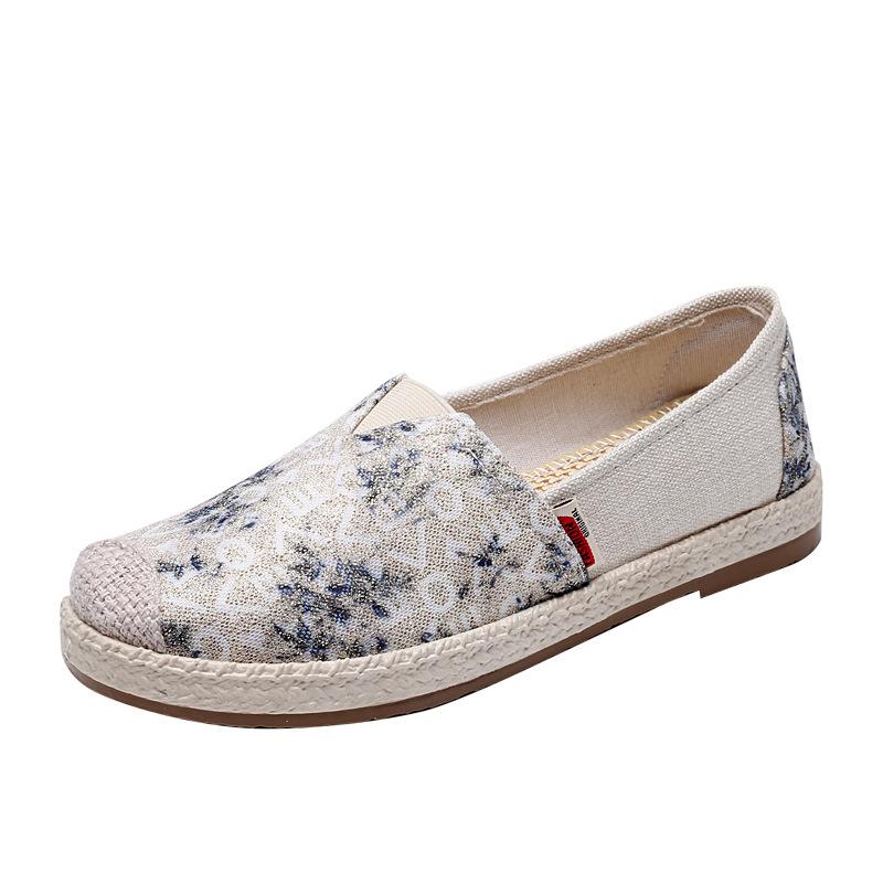 Espadrilles Breathable Flats Shoes for Women Canvas Slip On Loafers Comfortable Dressy Casual Work Flats Women's Lightweight Driving Walking Shoes