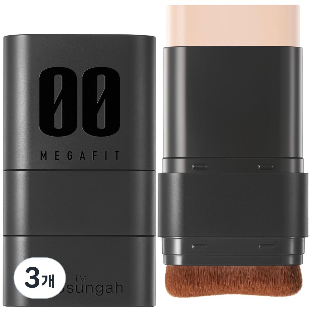 Chosungah TM Mega Fit Stick Foundation SPF50+ PA++++ 16g, Semi-matte 00 Porcelain, 3 Pieces