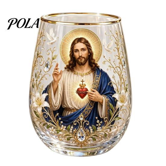 Высококачественная стеклянная посуда Кружка Faith, Прозрачная кружка без свинца, с религиозной тематикой, Позолоченные края, Стильная, Детализированная, Христианская