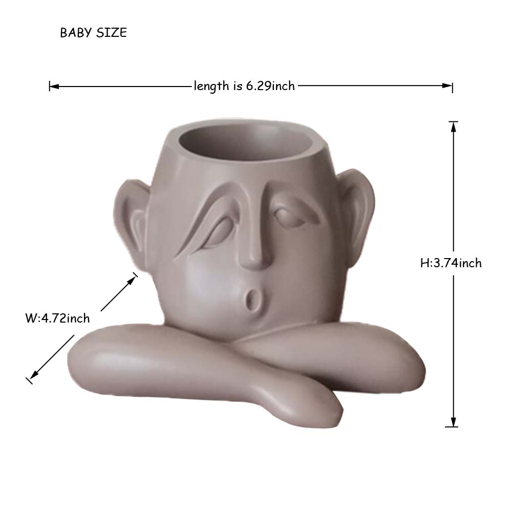 Ventage Home Decoration Plant Pots Resin Face Planters Orchid Pot Human Face Polyresin Flower Pot for Garden and Hotel