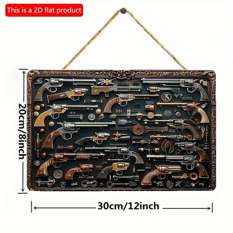 2D плоский деревянный знак 30*20 см винтажный огнестрельное оружие деревянный настенный декоративный знак, ретро военный декор для дома, гостиной, фермерского дома, двери и сцены