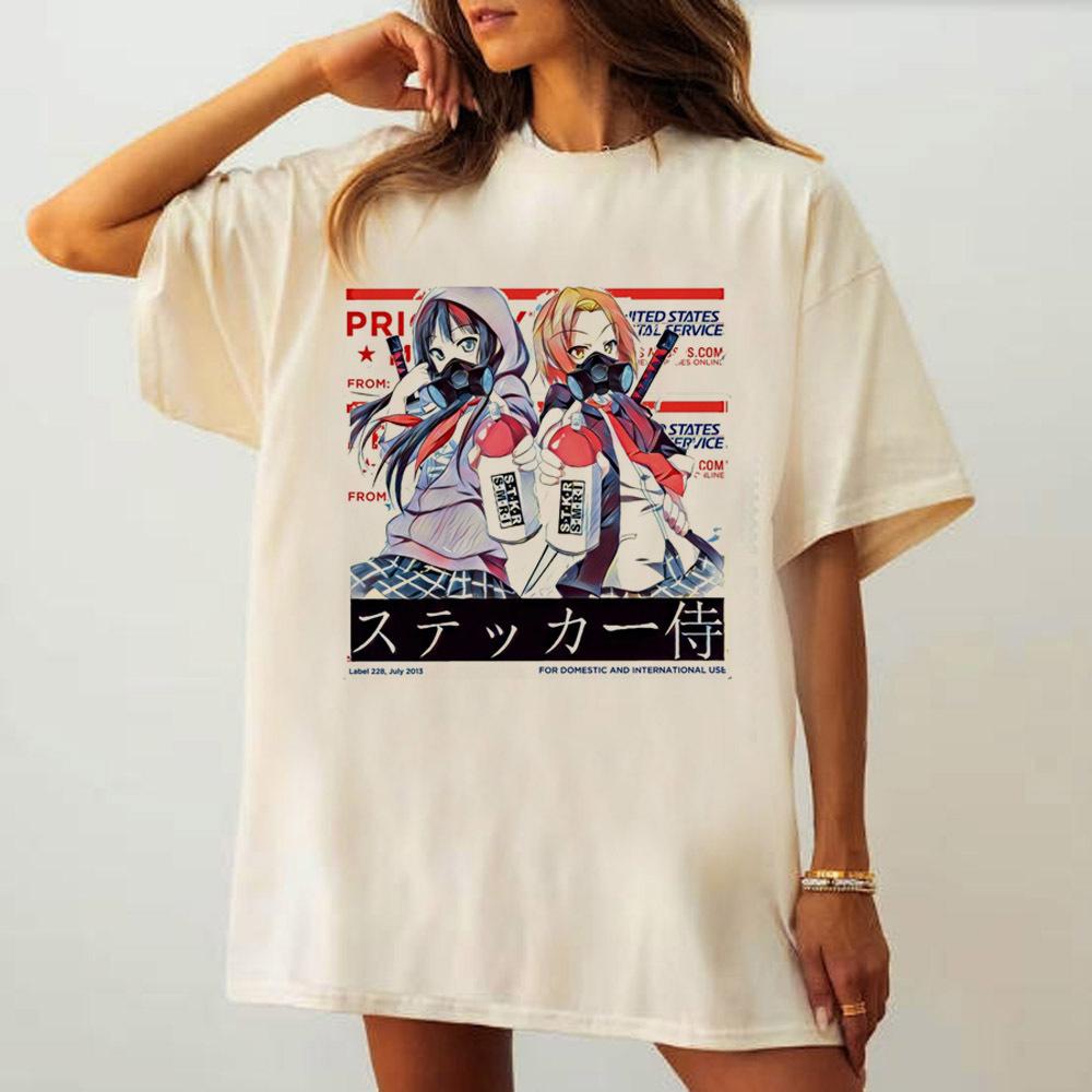 Kon t shirt girl aesthetic Comfortable korean clothes University tshirt hip hop Breathable Y2k Trendy graphic Psychedelic