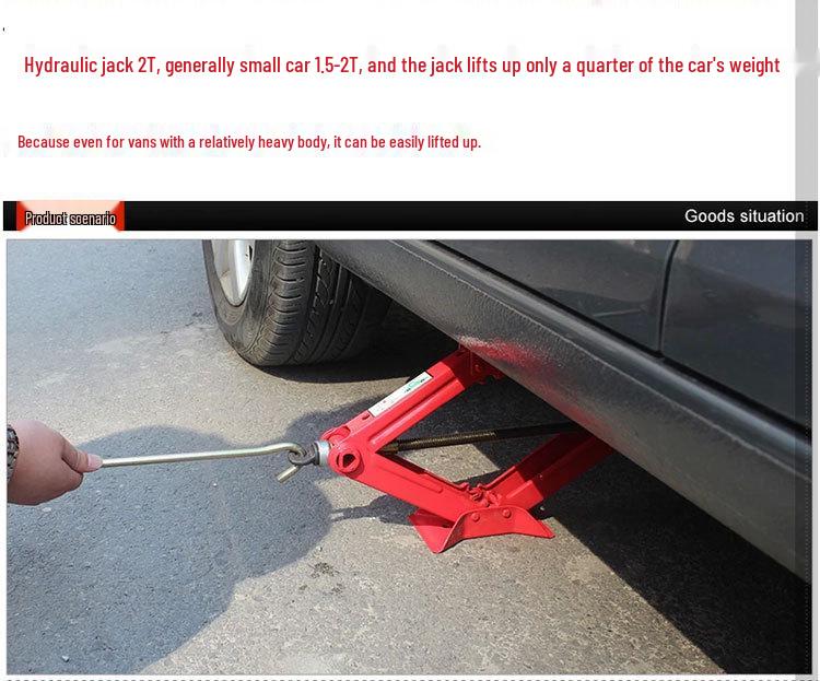 2.0T Автомобильный домкрат с ножничной ручной рукояткой, для экстренного использования на открытом воздухе, черный