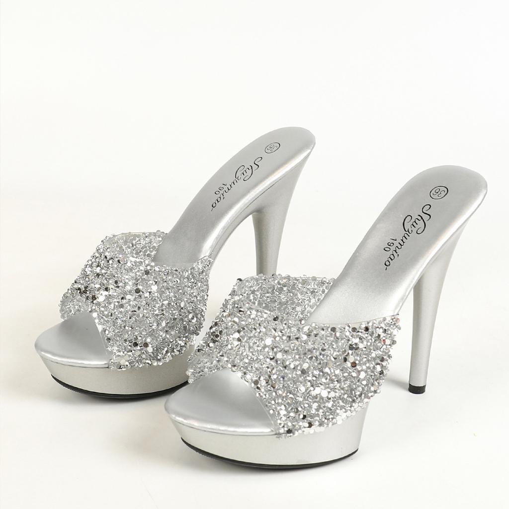 Женские сандалии на платформе, новые летние модные шлепанцы, универсальные пикантные туфли на высоком каблуке-шпильке 13 см 15 см LFD-1099-C2