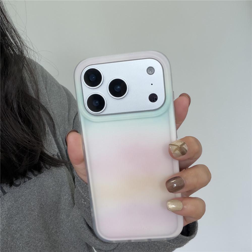 Стильный чехол в INS-стиле с голубым градиентом для iPhone 17 Pro, 16 Pro Max, 15/14 Pro, 13 - Ударопрочный, Женский дизайн
