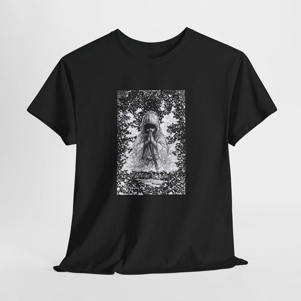 Hooded samurai sho-gun uesugi Tee | Skeleton Cloak, Monochrome Gothic Shirt