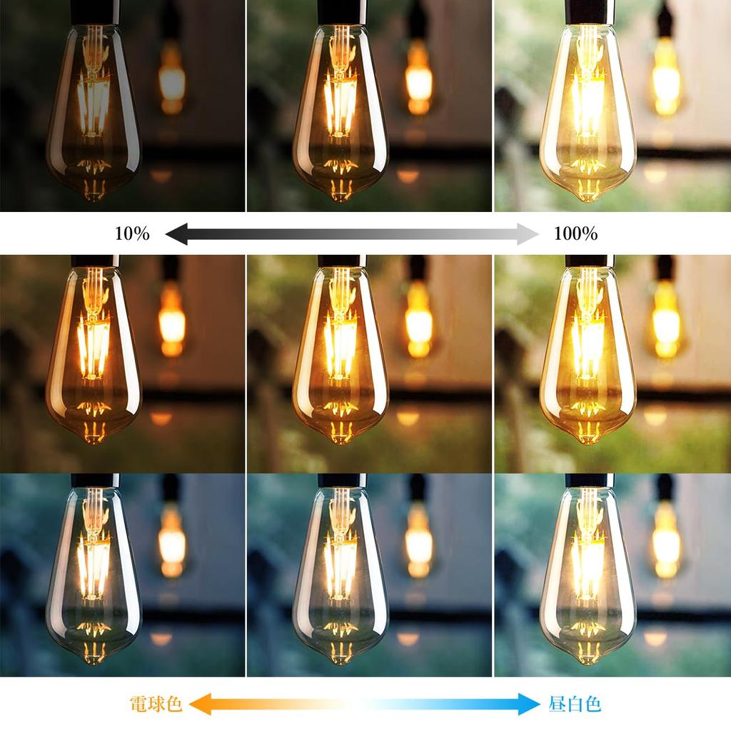 LVWIT 60W Equivalent Filament Bulb, E26 Base, LED Bulb, 600LM, Dimmable, Color Adjustable, Remote Control Included, Brown, 6W Power Consumption,