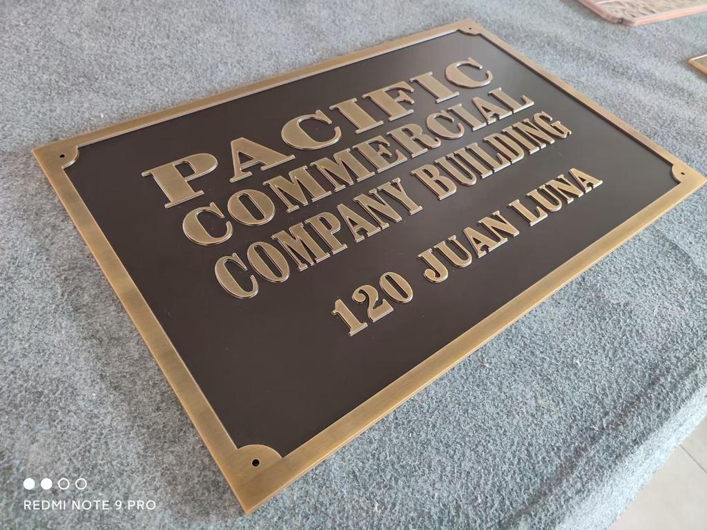 Custom Bronze Metal Plaque Casting Gravure Printed for Indoor/Outdoor Use House Number Advertising Park Decoration Office Shop