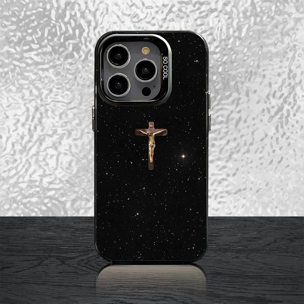 Стих из Христианской Библии Дело Иисуса Для iPhone 16,15,14,13,12,11,Pro,XS,Max,Plus,Mini,SE Черный Конфетный Матовый Ударопрочный Чехол