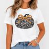 Fashion New Women's Round Neck T-Shirt Halloween Pumpkin Skull Bow Print Top
