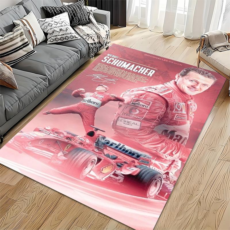 Спортивный ковер, Постер автомобиля Michael Schumacher Ferrari в розовых тонах, Декор для фанатской комнаты, Нескользящий коврик