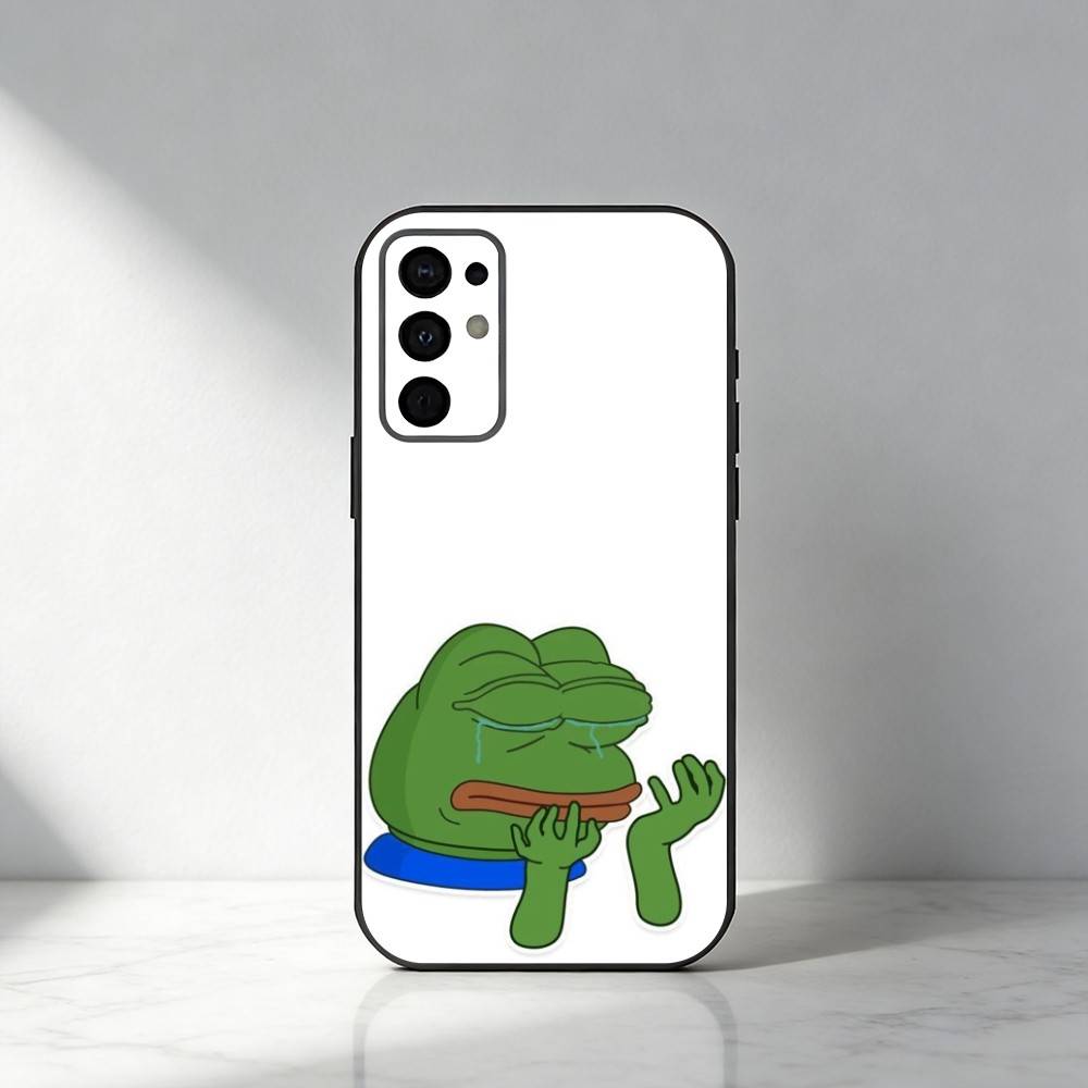 Смешной грустный лягушонок Пепе мультяшный чехол для телефона для Samsung S25, S24, S21, S22, S23, S30, Ultra, S20, Plus, Fe, Note, 5G черный чехол