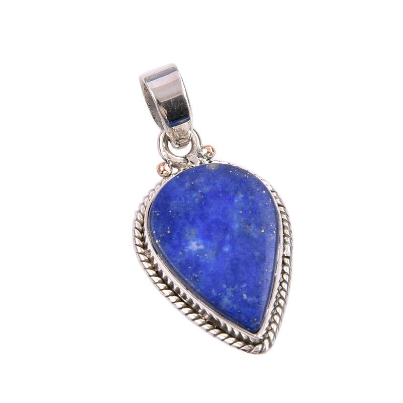 Natural Lapis Lazuli Gemstone 925 Solid Sterling Silver Gift Pendant 1.50" u3J17