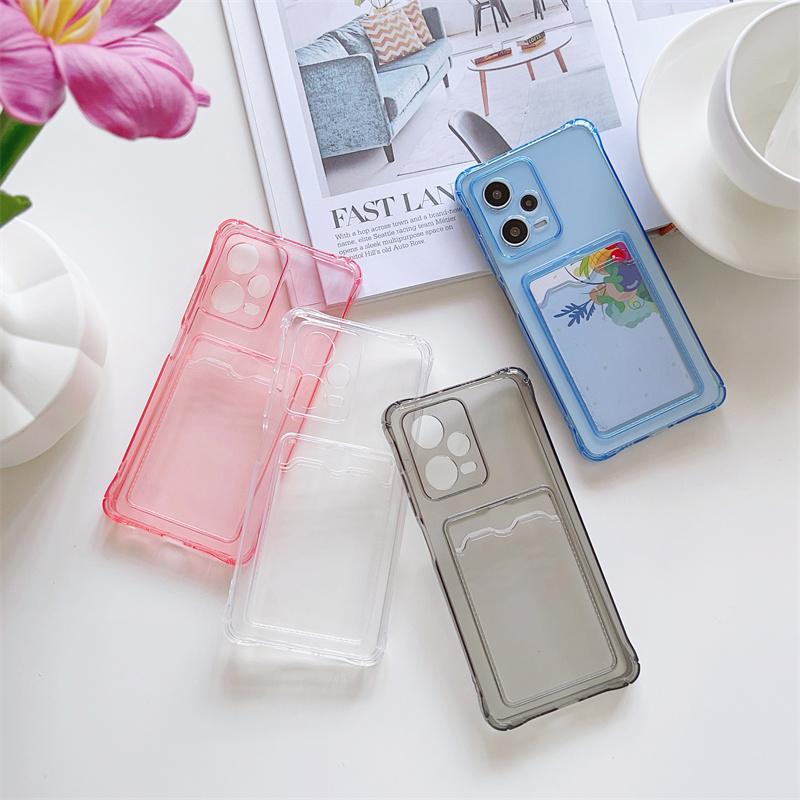 Противоударный прозрачный чехол TPU с отделением для карт для Xiaomi Redmi Note 12 13 Pro 11 10 9 Redmi A3 A2 14C 13C 13 12C 10C Mi 14T 13T 12T Poco M6 F6 X6 X5 Чехол-крышка