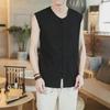 Men's Retro V-Neck Linen Vest - Breathable Summer Style