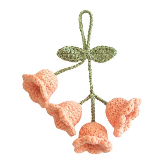 Брелок Подвеска Дизайн Цветка Тюльпана Ручная Вязка Пряжа Крючком Брелок Для Ключей Регулируемый Подвеска На Зеркало Заднего Вида Украшение для Автомобиля