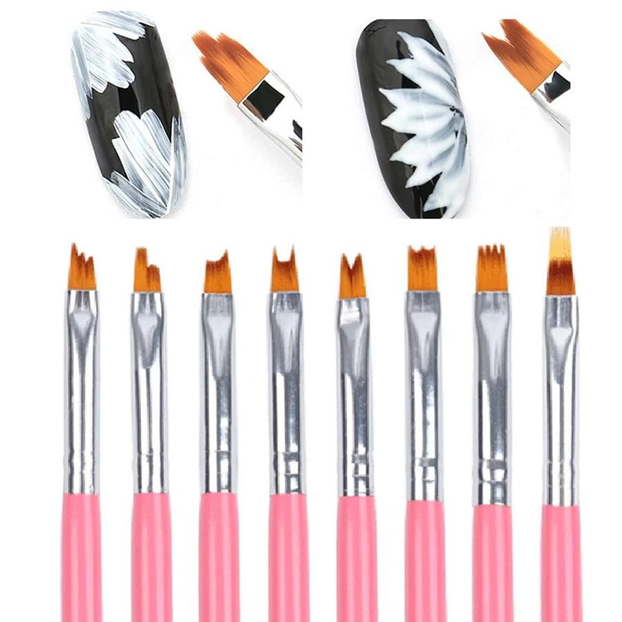 Набор из 8 профессиональных кистей для нейл-арта с эргономичными ручками для детального дизайна