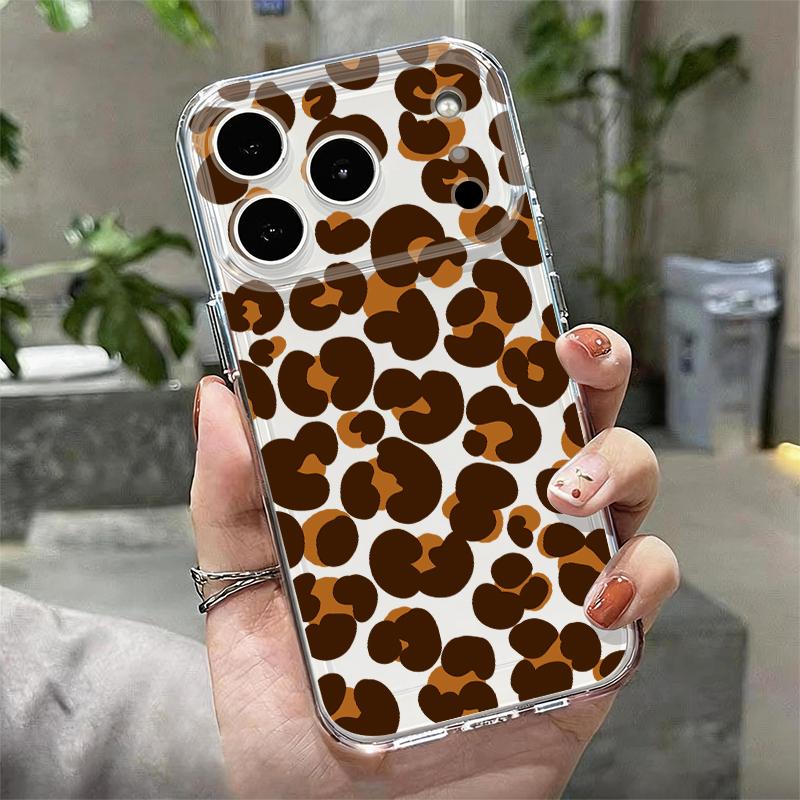 Чехол для телефона с леопардовым принтом для iPhone 17 Pro Max Coque iPhone 16 15 14 13 Pro Max 11 Прозрачный ТПУ Силиконовый Мягкий Чехол