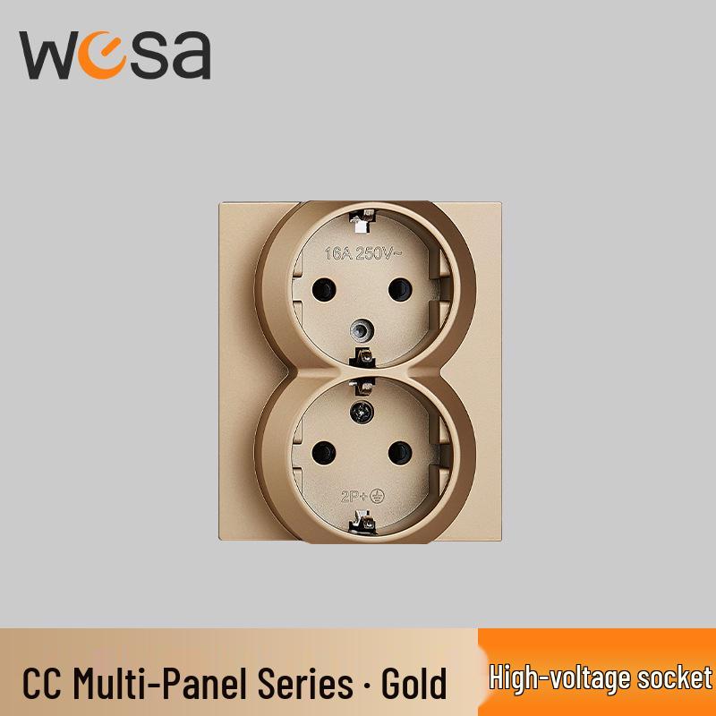 CC New Style 16A Multi-Gang European Socket Panel with Flame Retardant Protection and Switch