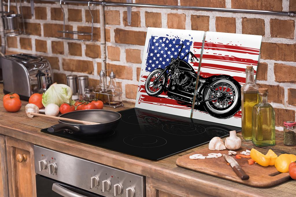 SZKLANA PŁYTA OCHRONNA NA KUCHENKĘ 75x52 MOTOCYKL