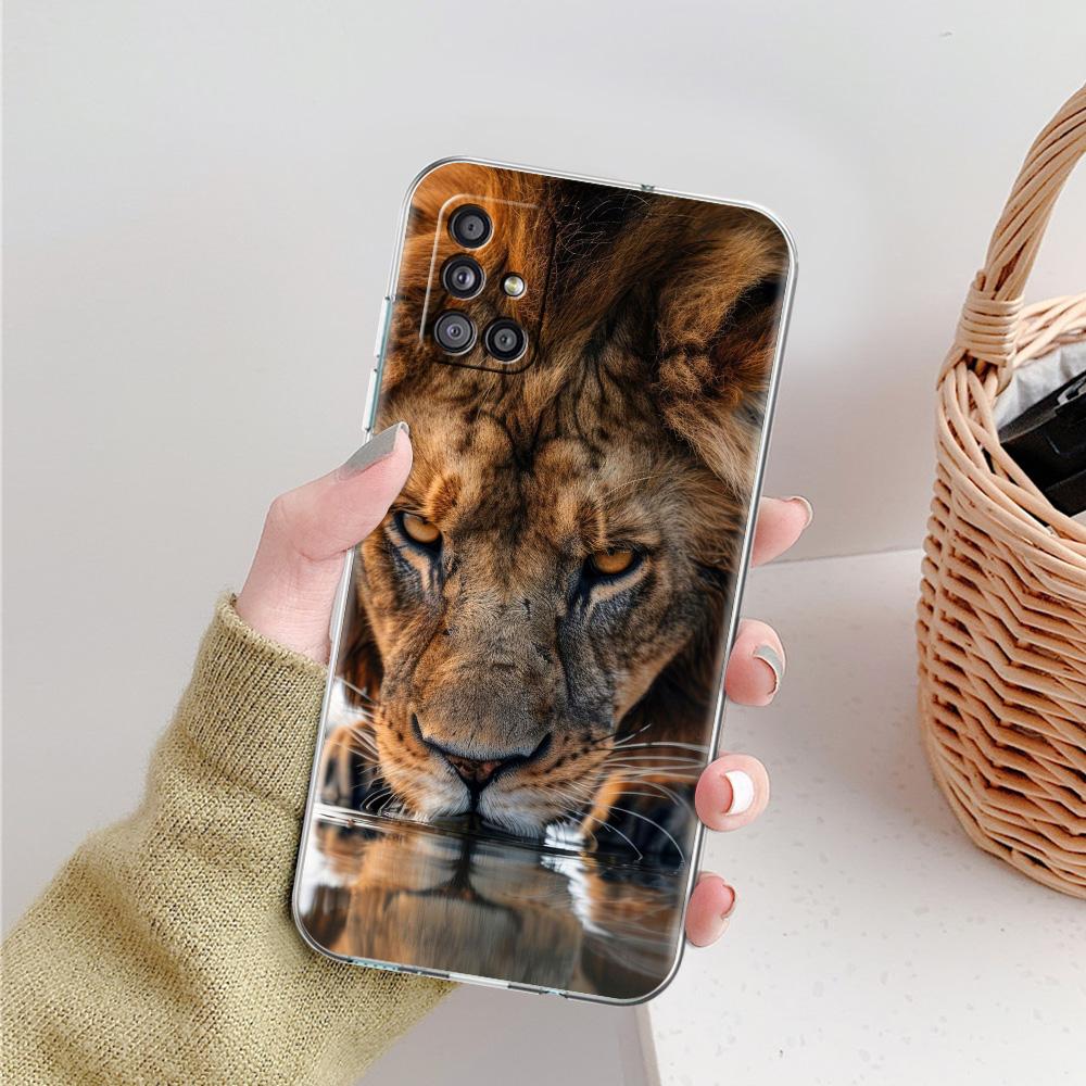 Чехол для телефона Samsung A15 A13 A35 A55 A51 A71 A41 A31 A21S A05 A17 A23 A25 A33 A53 A73 5G A07 4G Чехол Крутое Животное Тигр Лев