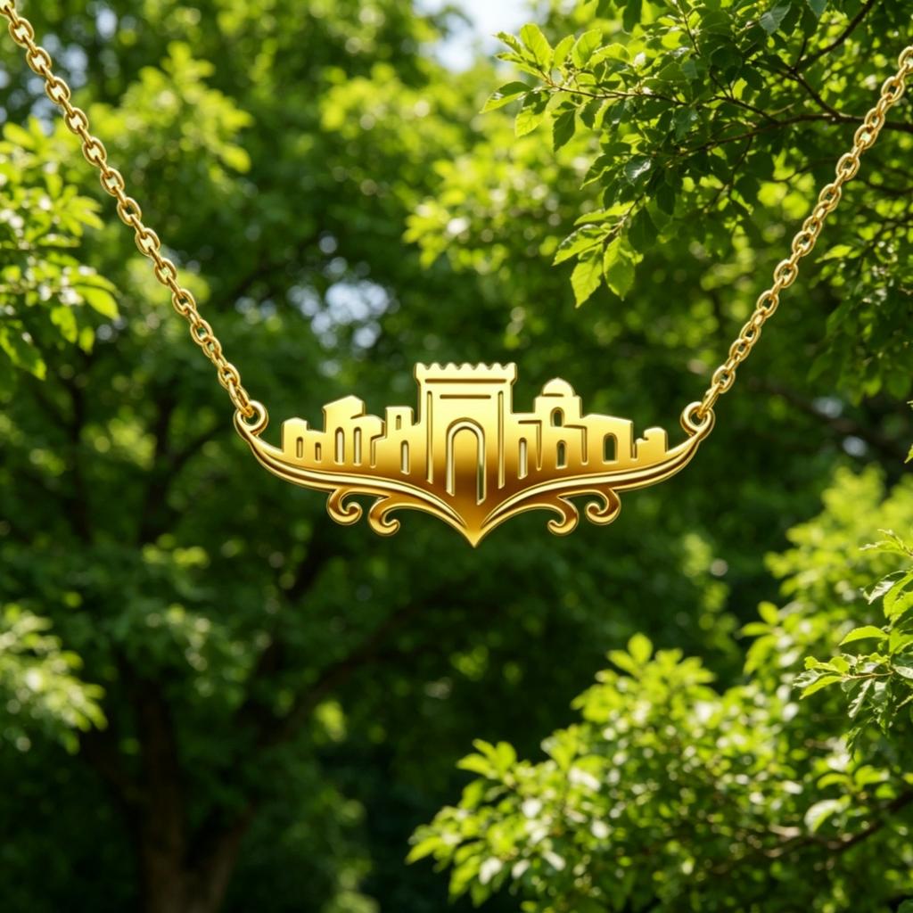 New Arrival Stainless Steel Jerusalem Castle Cityscape Necklace Vintage Temple Outline Choker for Women Religious Jewelry