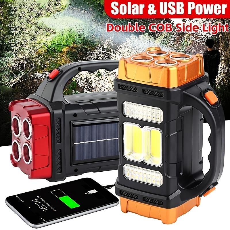 Multifunctional Solar LED+COB Light With Handle USB Charging Waterproof For Outdoor Camping Safety Emergency At Night
