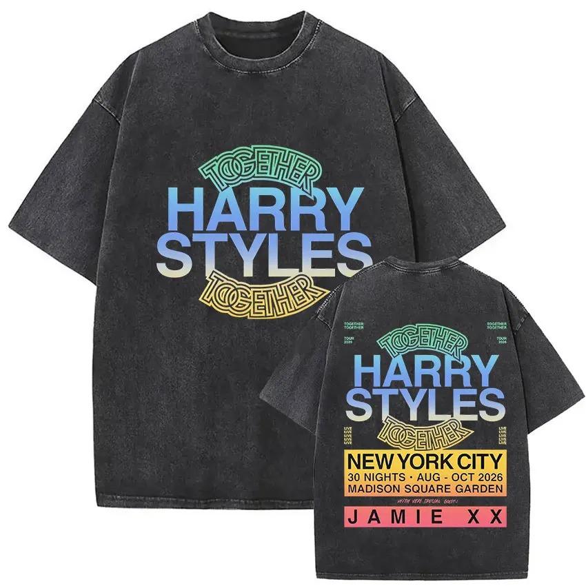 Hot Sale Harry Styles Graphic Print Tshirt Men Women Loose Casual Vintage Washed Cotton Summer New Tee Oversized Streetwear Top