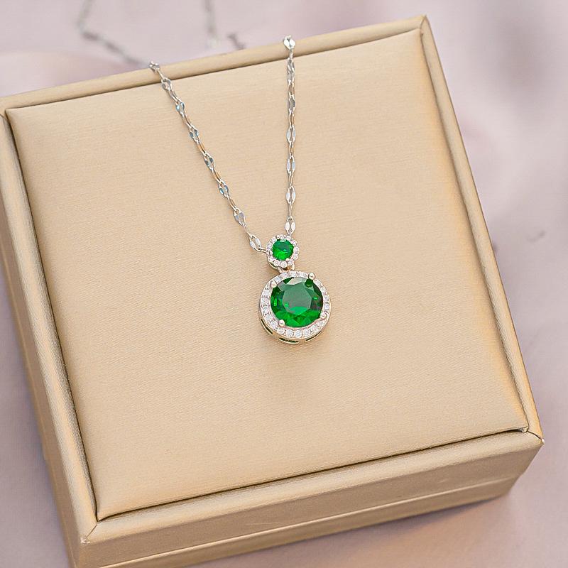 Винтажное ожерелье из титановой стали с цирконием: Уникальное и универсальное модное решение для женщин.