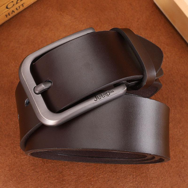 Jeerpink Men'S Leather Pin Buckle, Two-Layer Cowhide Casual Antique Young And Middle-Aged Belt Multi-Colored Belt