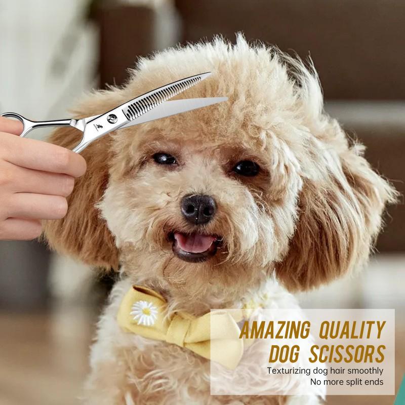 8.0 Inch Curved Pet Grooming Shears Professional Thinning Scissors Dog Cat Hair Trimming Stainless Steel