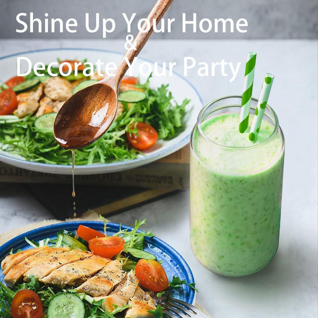 6pcs 400/500ml Glass Cup with Bamboo Lid and Straw Bubble Tea Cup Glasses Cups Beer Can Coffee Cup Cold Wine Cola Drinkware