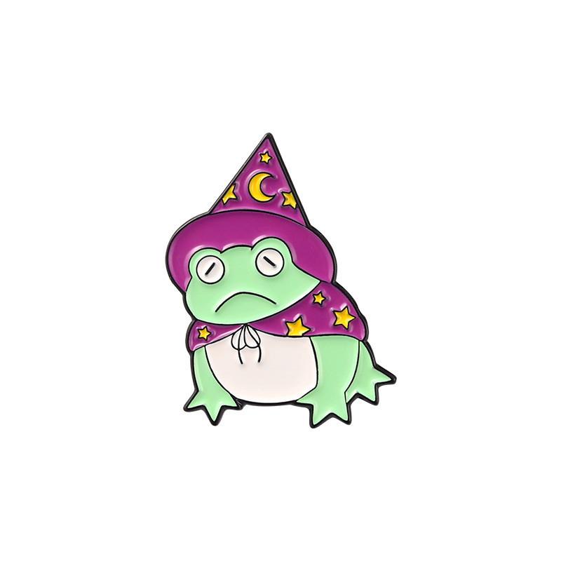 Eye-catching Alloy Frog Brooch Pin For Unisex Fashion With Distinctive Five-pointed Hat Style