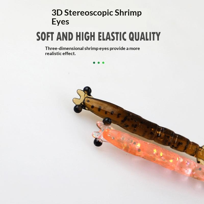 20Pcs Mini Soft Worm Shrimp Fishing Lure 0.4G/40Mm Artificial Baits Bass Silicone Fishing Tackle