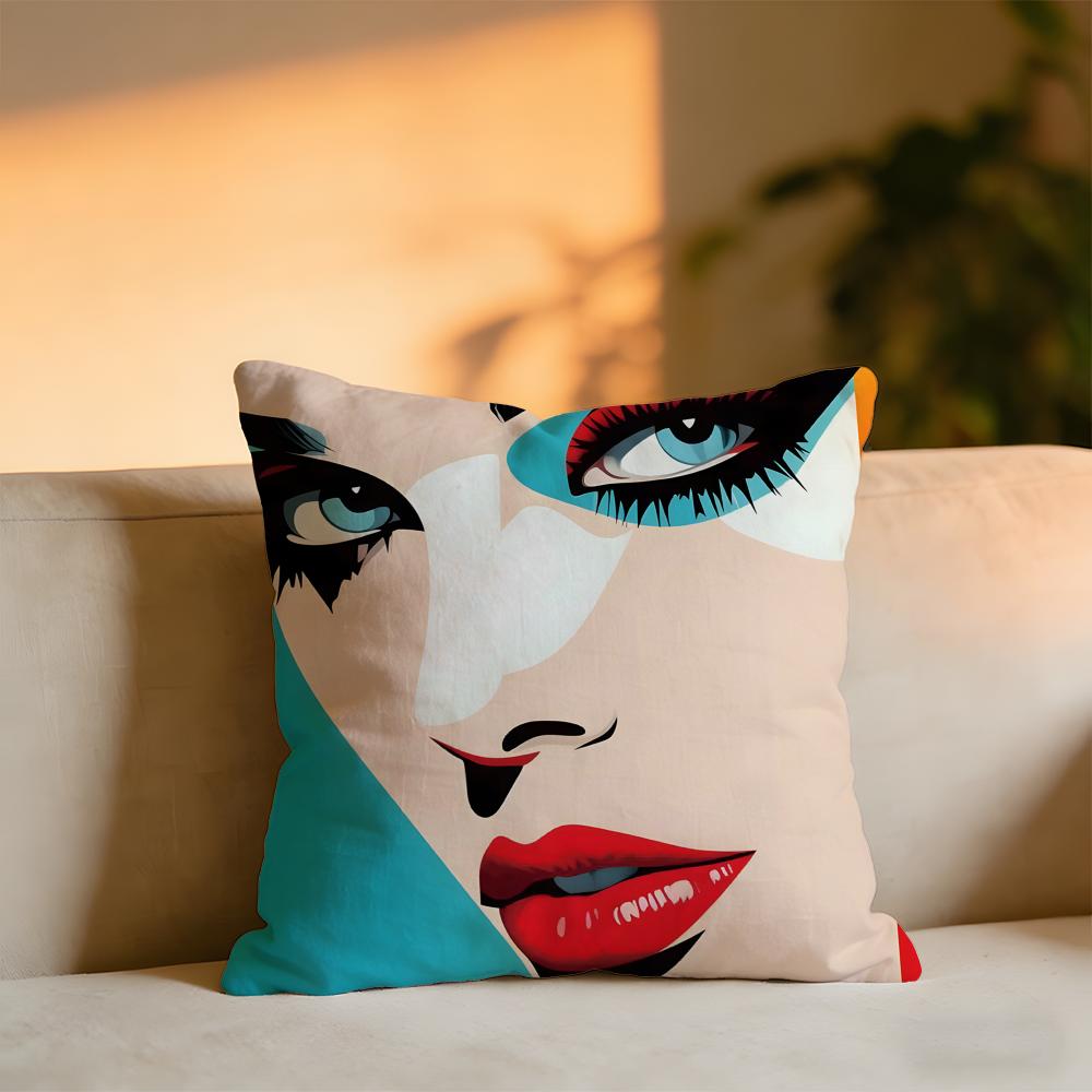 Pop Style Modern Girlcreativity Fashion Cushion Cover Cozy Velvet Throw PillowSoft Warm Cushion For Sofa Bed