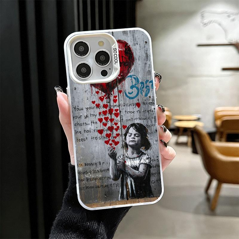 B-Banksy Арт Граффити Художник Мягкий Чехол для Телефона для iPhone 15 16 17 Pro Max 17Air 16E 14 Plus 13 12 Mini Ударопрочный Чехол Задняя Крышка