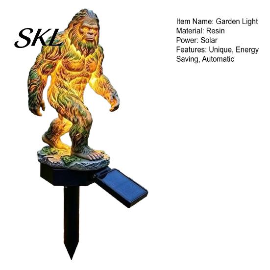 Three-dimensional Solar Sculpture Garden Light, Dragon Savage Statue, Wild Man Sculpture, No Wiring Lights Resin Outdoor Night Light Decor for