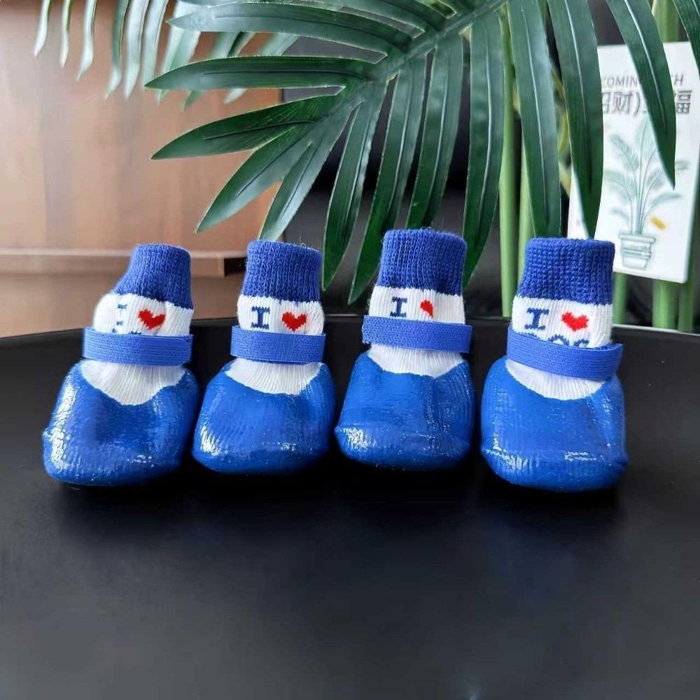 4 pieces/set Waterproof Pet Socks Booties Warm Anti-Slip Dog Foot Covers Wear Resistant Soft Sole Dog Socks Shoes