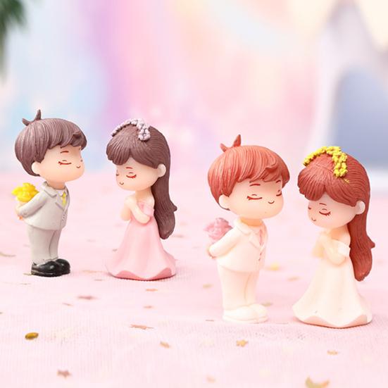 1 Pair Couple Cartoon Anti-crack Figures Marry Clear Texture Standing Decorate Scene Layout Proposal Wedding Couple Ornaments