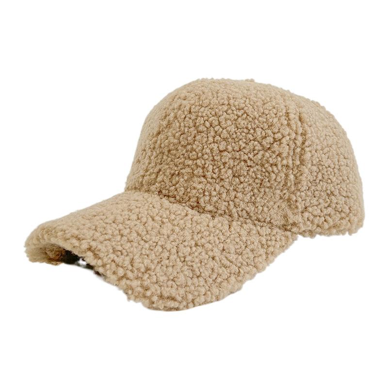 Cross-border Trendy 100% Polyester 6-Panel Baseball Cap Women's Adults Velvet Warm Duck Tongue Hat Autumn Winter Solid Color