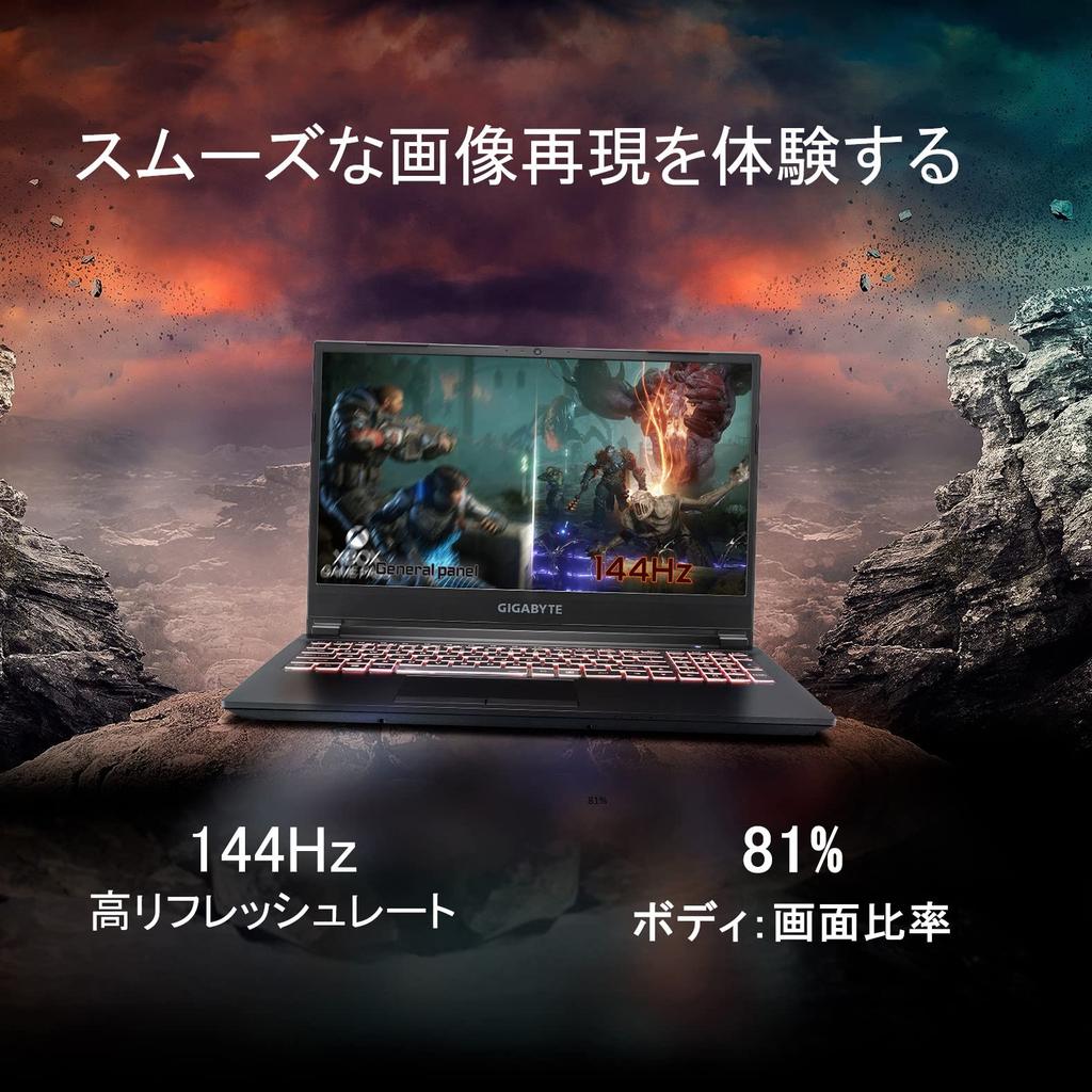 С RTX 3050 Ti Игровой ноутбук GIGABYTE G5 дюймы Win11 Home RTX3050 Ti 512G [Оборудованная видеокарта] / 15.6 / (144 Гц i5-11400H 8 ГБ 2 SSD)