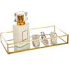 Glass Decorative Tray 7.87*5.5*1.38 Inch Gold-rimmed Glass Storage Tray Bathroom