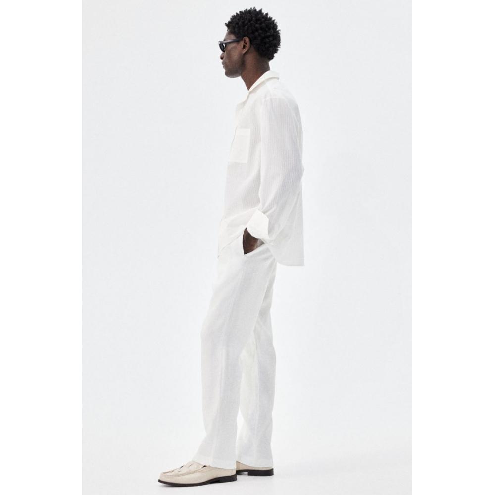 Льняные брюки HM Regular Fit, белые
