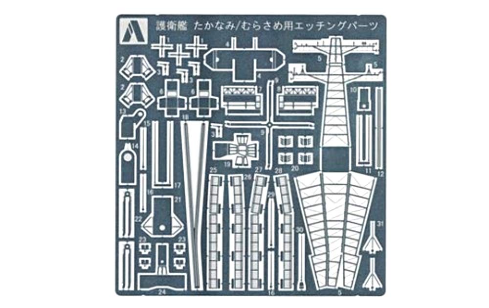 Aoshima Bunka Kyozaisha Waterline Series Detail Up Parts Japanese Navy Destroyer Common Etching Parts for Plastic Models 1/700 Takanami/Murasame